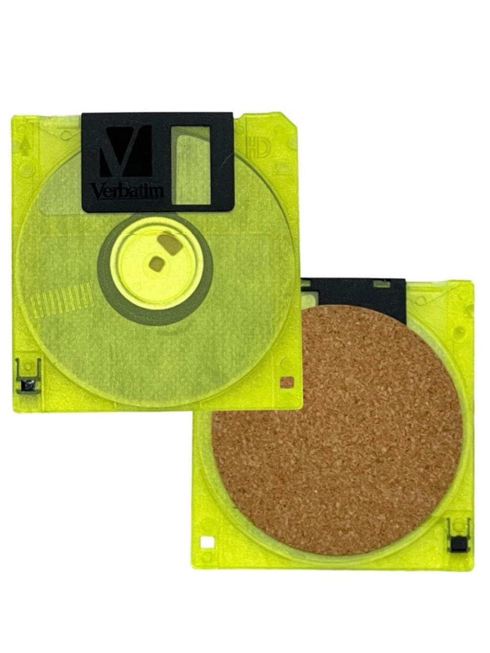 Verbatim Authentic IBM 3.5 Chartreuse Diskette Upcycled Coaster (Multiple Avail)